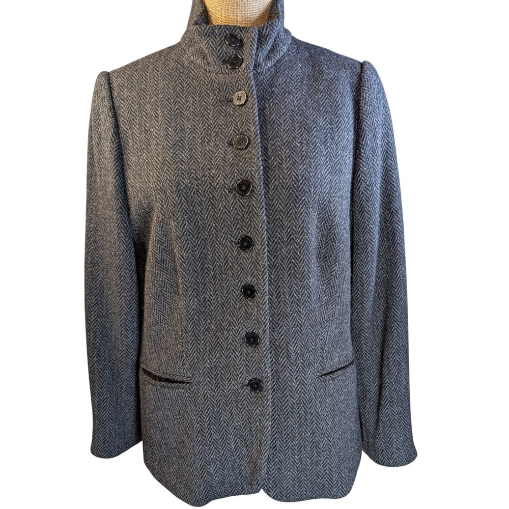 Lauren Ralph‎ Lauren Women's Herringbone Blazer Jacket Button Front Gray 14W
